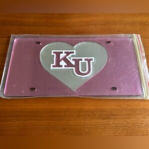 KU Heart Acrylic License Plate Frame PINK!
